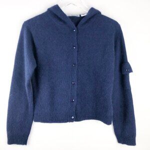 Lucidity Hooded Lambswool Sweater. Blue. Size M.